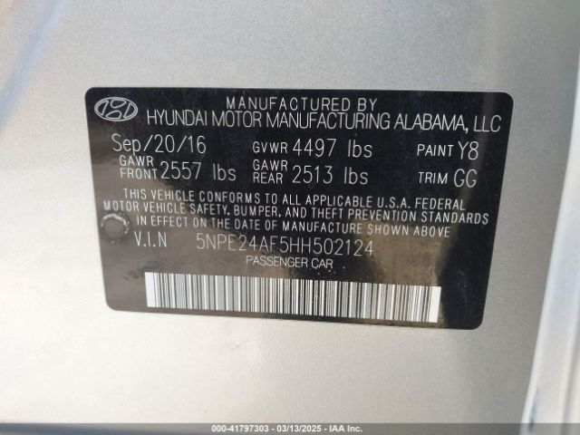 5NPE24AF5HH502124 Hyundai Sonata