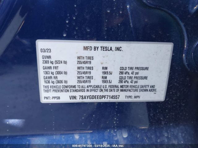 7SAYGDEE0PF714557 Tesla Model Y