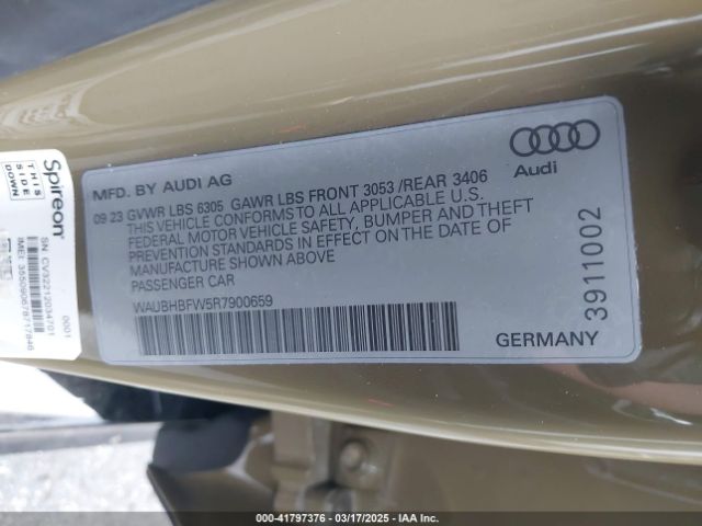 WAUBHBFW5R7900659 Audi Rs E-tron Gt Quattro