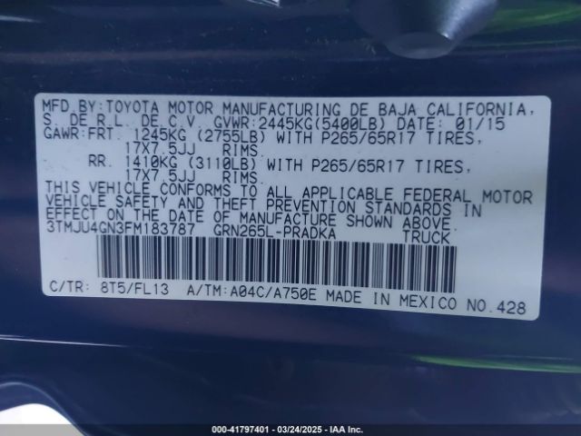 3TMJU4GN3FM183787 Toyota Tacoma Prerunner V6