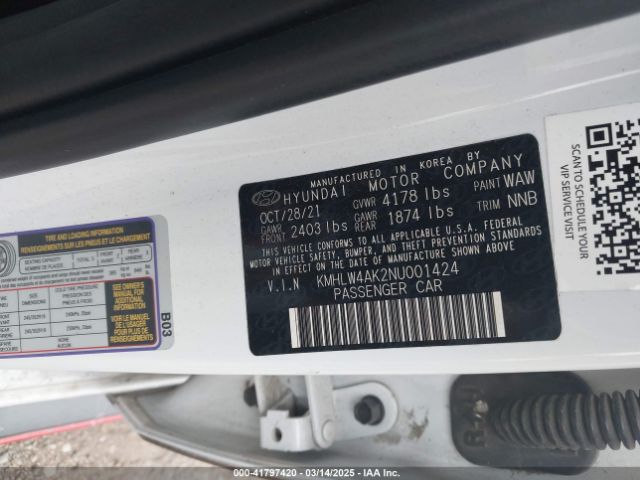KMHLW4AK2NU001424 Hyundai ELANTRA N