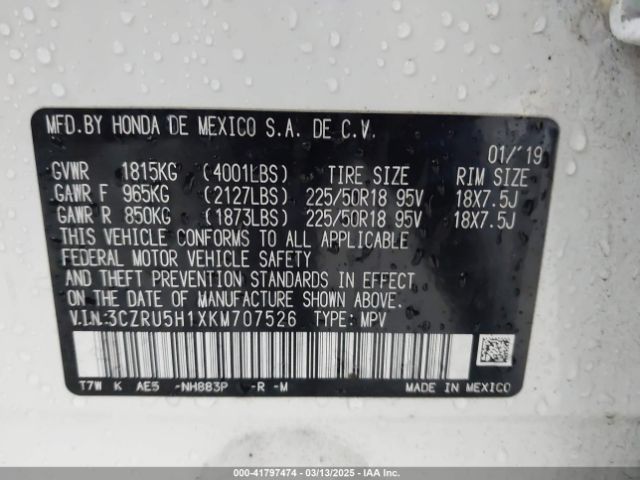 3CZRU5H1XKM707526 Honda HR-V SPORT