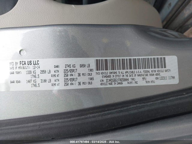 2C4RDGBG1FR658004 Dodge Grand Caravan Se
