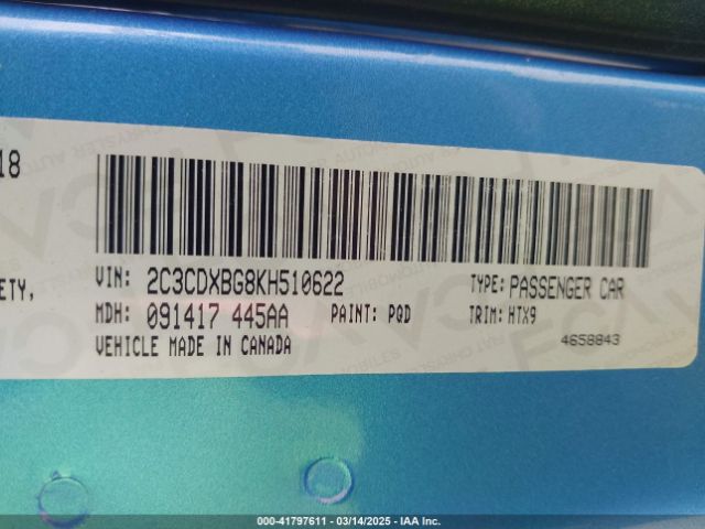 2C3CDXBG8KH510622 Dodge Charger Sxt Rwd