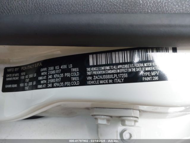ZACNJBBBXLPL17258 Jeep Renegade Altitude 4x4