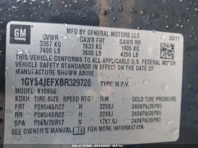 2011 CADILLAC ESCALADE ESV 1GYS4JEFXBR329720 Photo 8