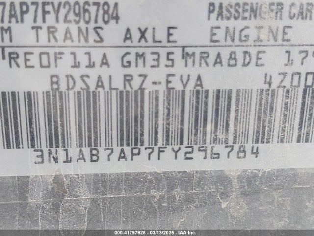 3N1AB7AP7FY296784 Nissan SENTRA SR