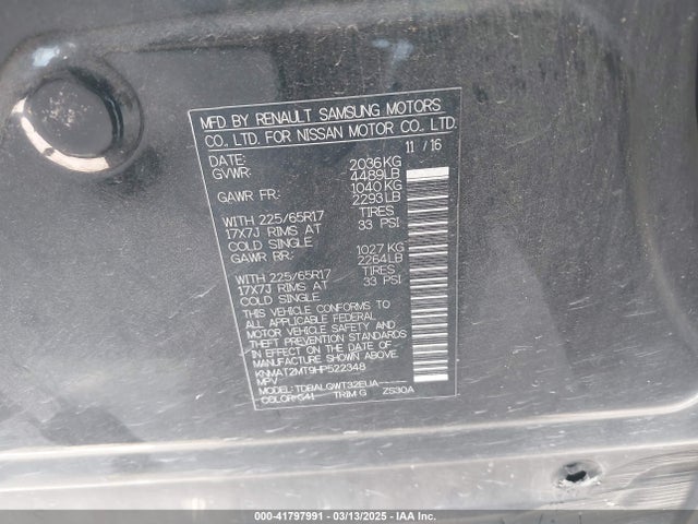 Nissan ROGUE SV 2017 KNMAT2MT9HP522348 Image 9