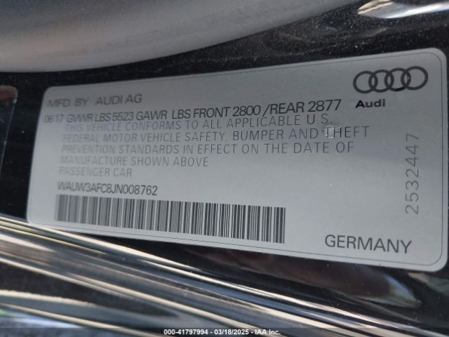 WAUW3AFC8JN008762 Audi A7 3.0t Premium Plus