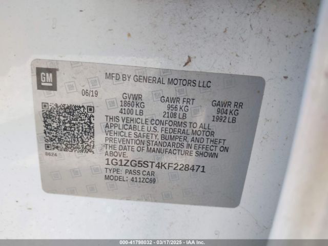1G1ZG5ST4KF228471 Chevrolet MALIBU RS
