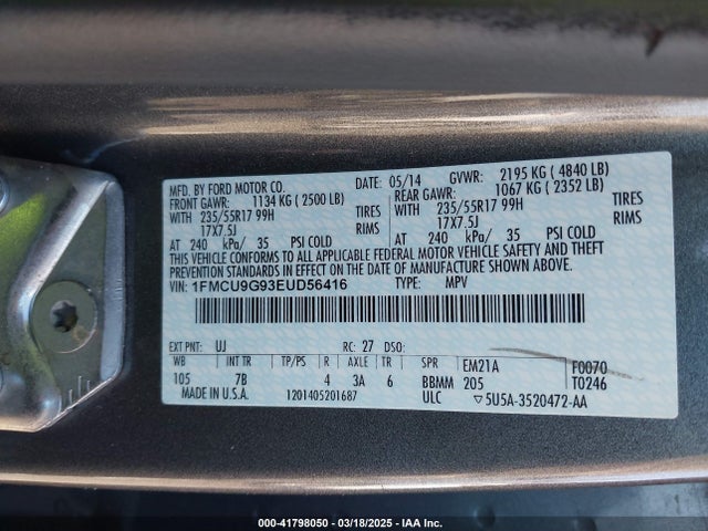 1FMCU9G93EUD56416 Ford ESCAPE SE