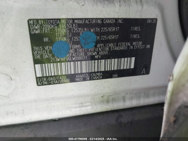 2T3W1RFV6LW098031 Toyota Rav4 Xle