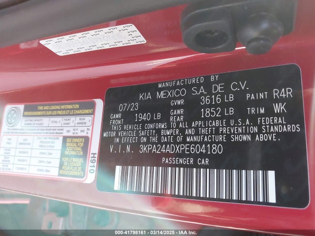 3KPA24ADXPE604180 KIA RIO S