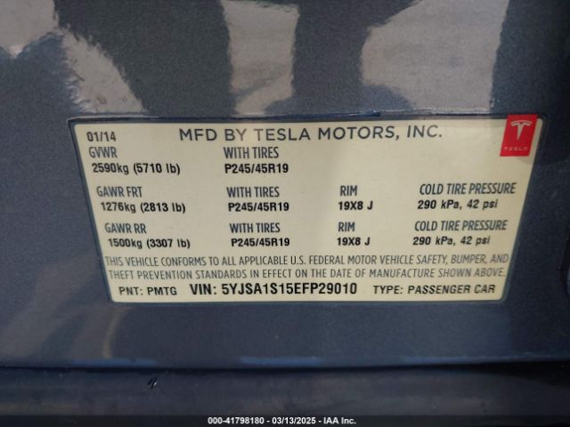 5YJSA1S15EFP29010 Tesla MODEL S