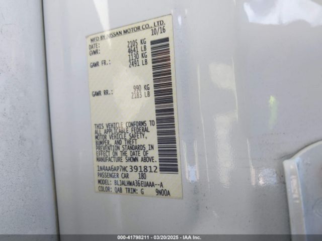 1N4AA6AP7HC391812 Nissan Maxima 3.5 Platinum