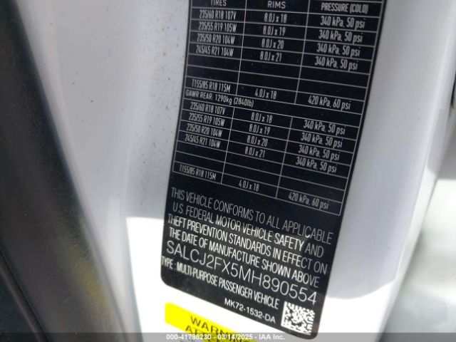 SALCJ2FX5MH890554 Land Rover Discovery Sport S