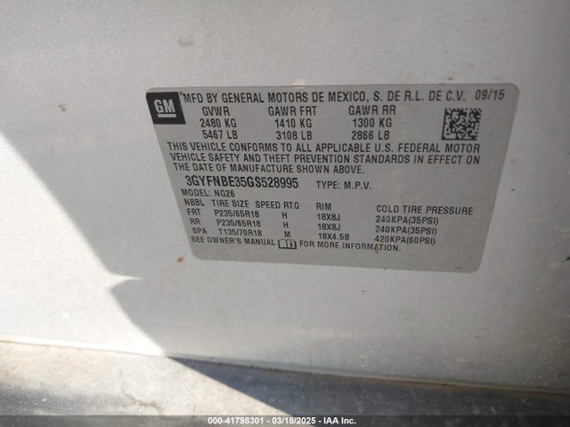 2016 CADILLAC SRX 3GYFNBE35GS528995 Photo 8