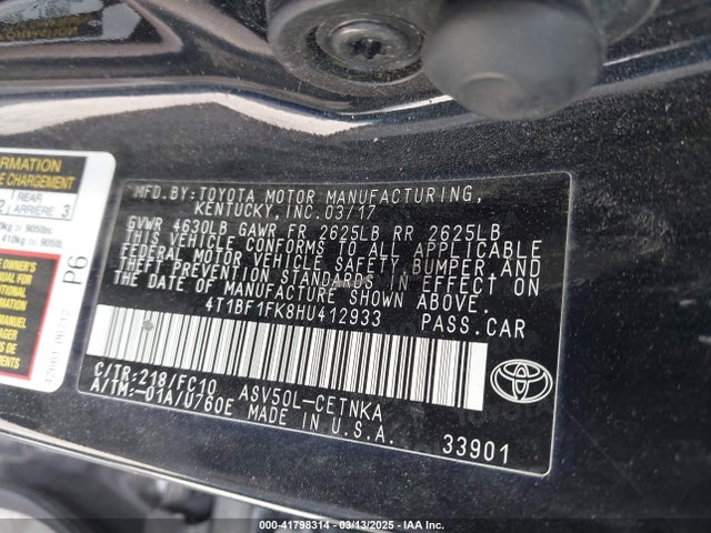 4T1BF1FK8HU412933 Toyota CAMRY LE