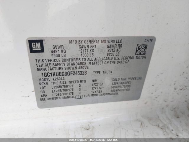 1GC1KUEG3GF245328 Chevrolet Silverado 2500hd Wt