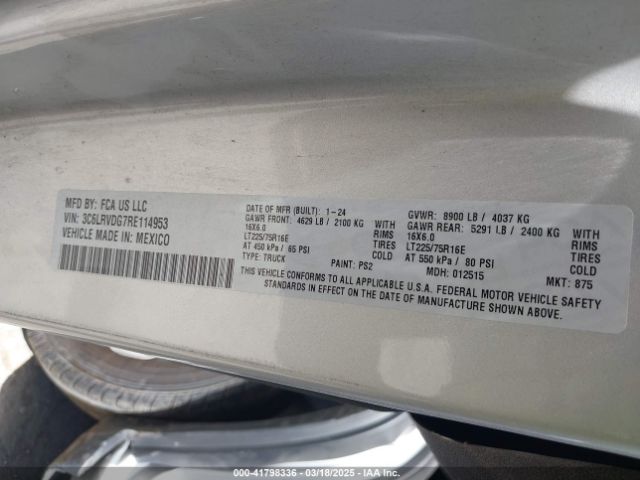 3C6LRVDG7RE114953 RAM Promaster 2500 Slt High Roof 159 Wb