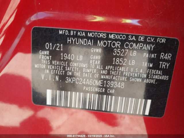 3KPC24A60ME139348 Hyundai ACCENT SE