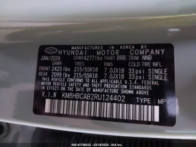 KM8HBCAB2RU124402 Hyundai Kona Sel