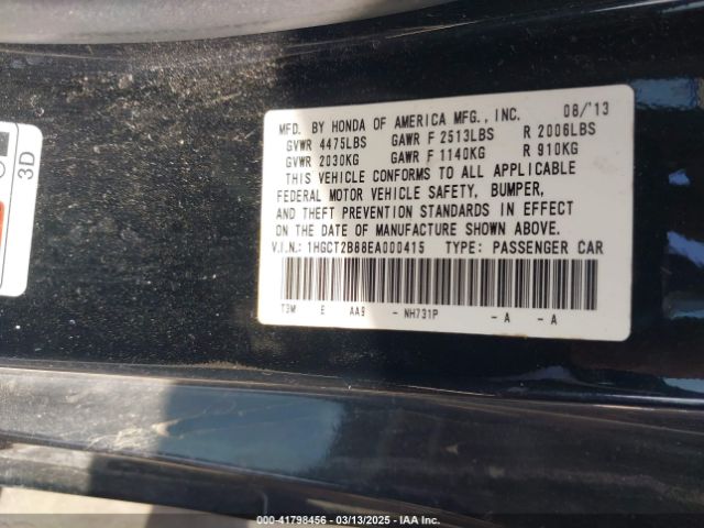 1HGCT2B88EA000415 Honda Accord Ex-l V-6