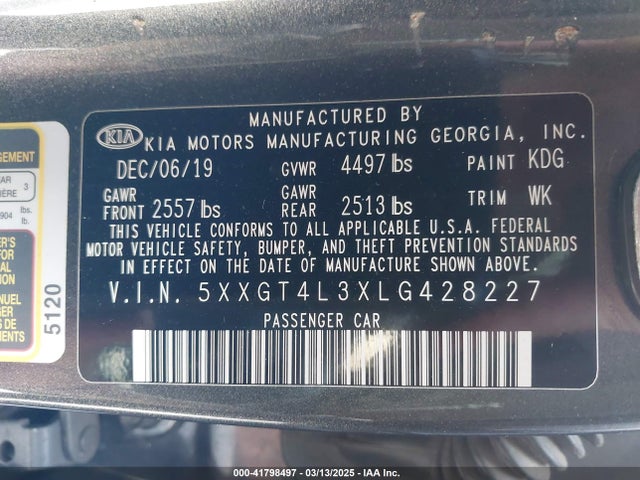 5XXGT4L3XLG428227 KIA gdi