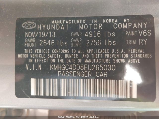 KMHGC4DD8EU265030 Hyundai Genesis 3.8