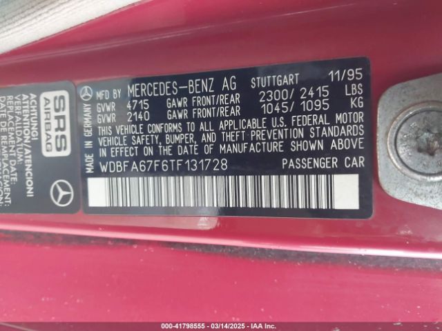 1996 MERCEDES-BENZ SL WDBFA67F6TF131728 Photo 8