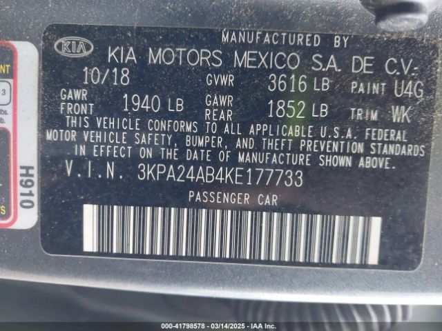 3KPA24AB4KE177733 KIA RIO S