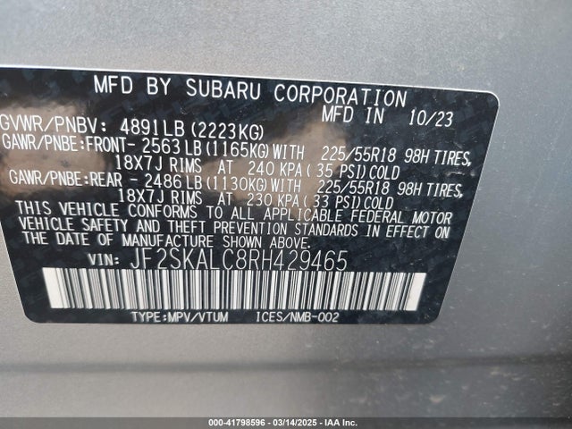 JF2SKALC8RH429465 Subaru Forester Limited