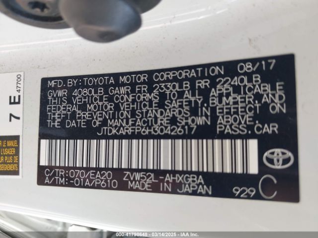 JTDKARFP6H3042617 Toyota Prius Prime Premium