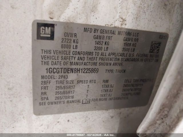 1GCGTDEN8H1225869 Chevrolet Colorado Z71
