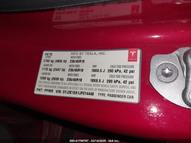 2018 TESLA MODEL 3 5YJ3E1EA1JF014448 Photo 8