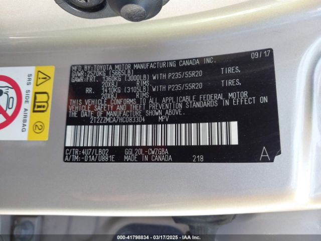 2T2ZZMCA7HC083304 Lexus RX 350