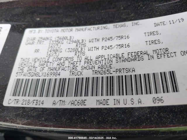 5TFAX5GN8LX169984 Toyota Tacoma Sr