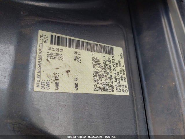 1N4AL3AP7HC209518 Nissan Altima 2.5 Sl