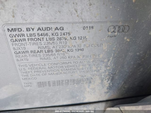 WA1ANAFY4J2118996 Audi Q5 2.0t Premium/2.0t Tech Premium