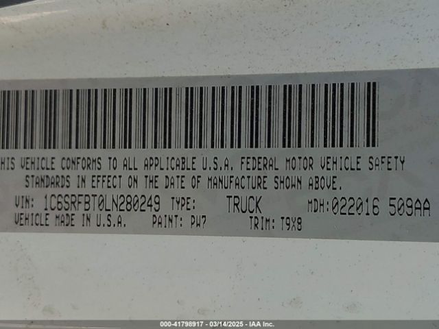 1C6SRFBT0LN280249 RAM 1500 Big Horn  4x4 6'4 Box