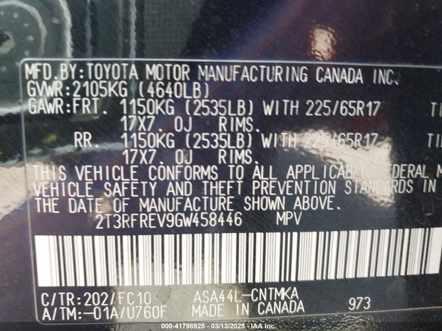 Toyota Rav4 Xle 2016 2T3RFREV9GW458446 Image 9