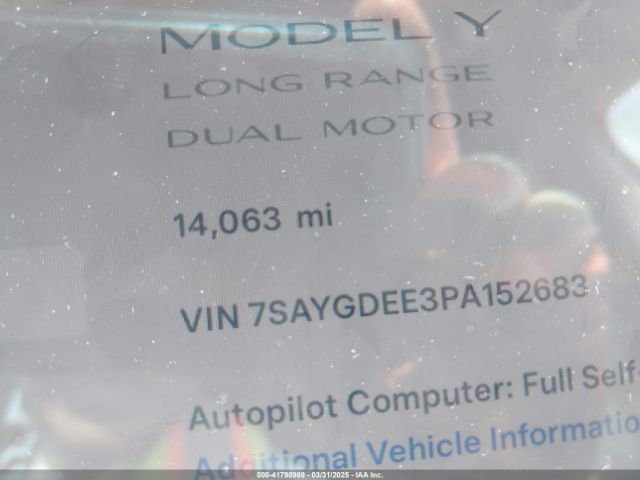 7SAYGDEE3PA152683 Tesla Model Y Awd/long Range Dual Motor All-wheel Drive