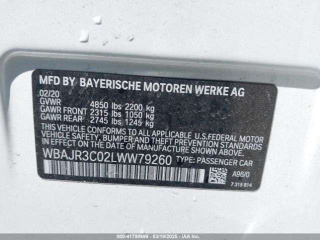 2020 BMW 530I WBAJR3C02LWW79260 Photo 8