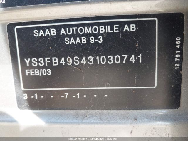 2003 SAAB 9-3 YS3FB49S431030741 Photo 8