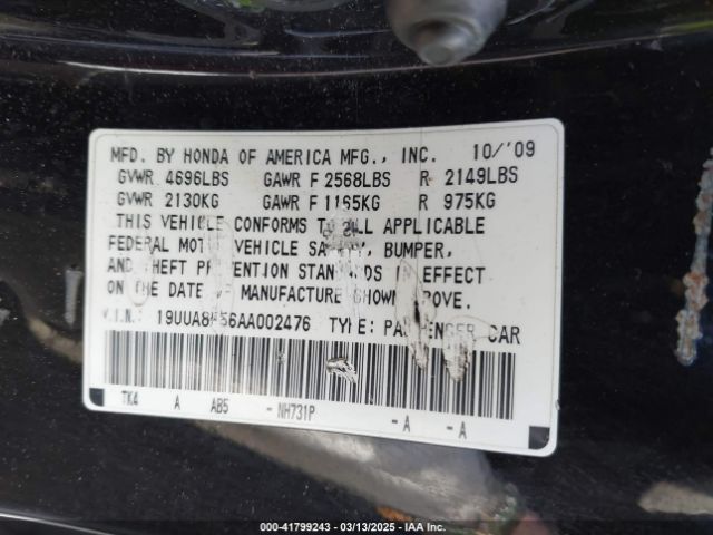 2010 ACURA TL 19UUA8F56AA002476 Photo 8