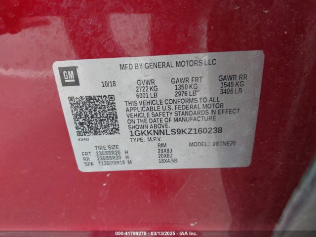 1GKKNNLS9KZ160238 GMC Acadia Slt-2