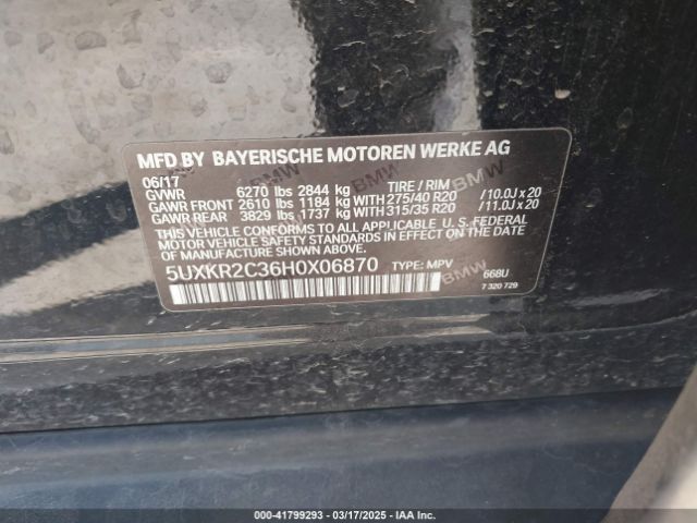 5UXKR2C36H0X06870 BMW X5 Sdrive35i
