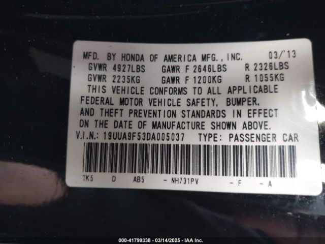 2013 ACURA TL 19UUA9F53DA005037 Photo 8