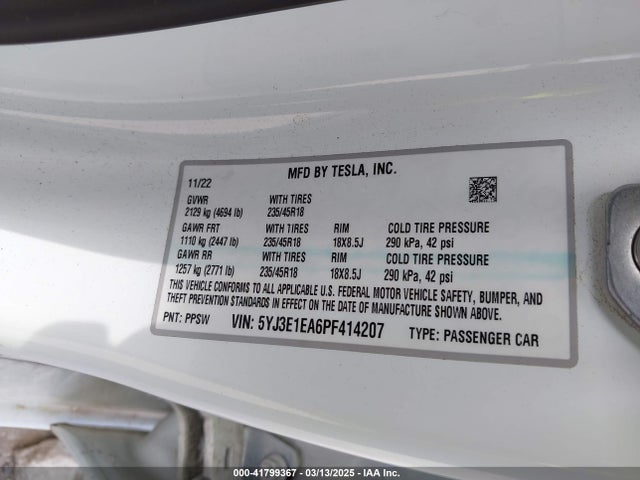 2023 TESLA MODEL 3 5YJ3E1EA6PF414207 Photo 8