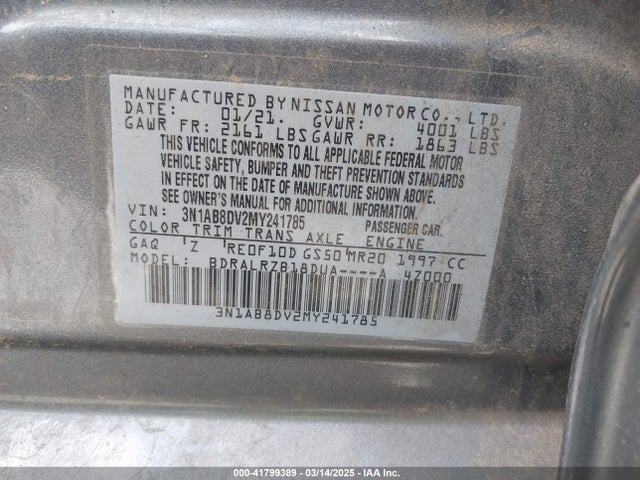 3N1AB8DV2MY241785 Nissan Sentra Sr Xtronic Cvt